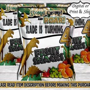 Stomp Chomp and Roar Fruit Snacks-Stomp Chomp and Roar Chip Bag-Dinosaur Fruit Snack-Dino Birthday-Dinosaur Decoration-Dinosaur Chip Bag