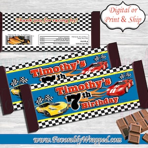 Envoltório de barra de chocolate para carro de corrida-roda quente etiqueta de barra de chocolate-festa de aniversário de carro de corrida-barra de chocolate de carro-roda quente-saco de chips de carro de corrida-barra de doces