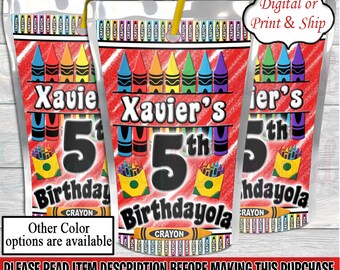 Crayon Juice Pouch Label-Crayon Juice Label-Crayon Chip Bag-Art Chip Bag-Art Birthday-Art Juice Label-Crayon Birthday-Crayon-Art Party