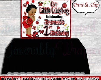 LadyBug Table Backdrop-Lady Bug Baby Shower Backdrop-Backdrop-Ladybug Chip Bag-Baby Shower-Its a Girl-Black and Red Decor-Ladybug Birthday