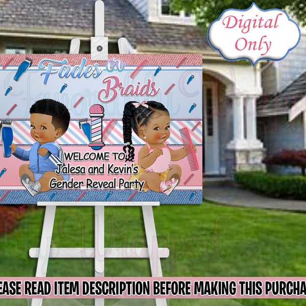 Fades or Braids Gender Reveal Welcome Sign-Fades or Braids Sign-Welcome Sign-Hip Hop Gender Reveal Welcome Sign-Fades or Braids Chip Bag