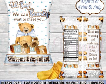 We can Bearly Wait Chip Bag-We Can Bearly Wait Baby Shower-Teddy Bear Chip Bag-Bear Chip Bag-We Can Bearly Wait Gender Reveal