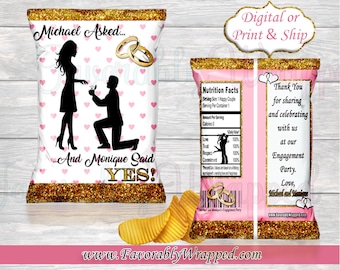Engagement Party Chip Bags-Engagement Party-Engaged-Bridal Shower Favors - Bachelorette Party Favors-Bridal Shower-Wedding Favors