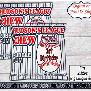 Baseball Big League Gum Wrappers-Baseball Gum Wrapper-Baseball Chip Tasche-Sport Chip Tasche-Baseball Geburtstagsparty-Gum Wrapper Label-Gum Label
