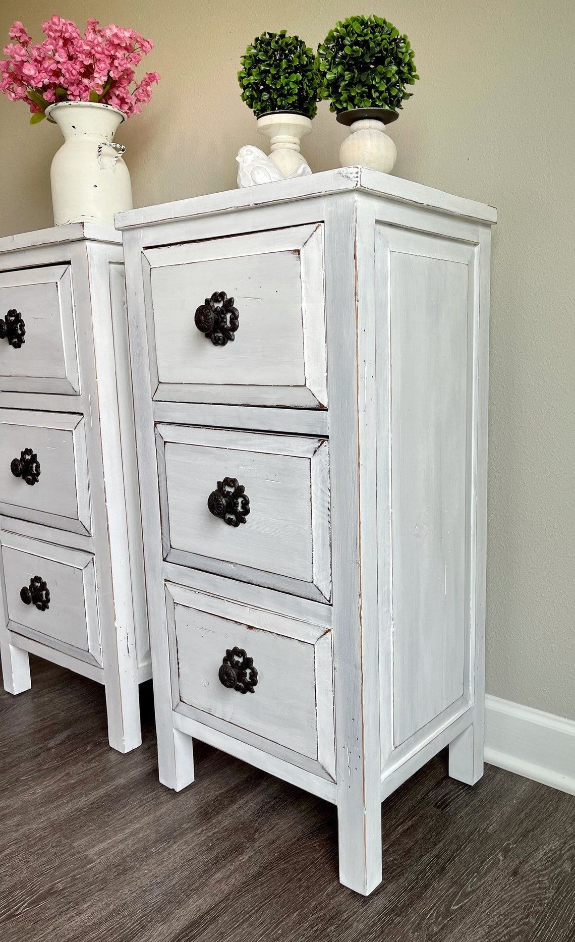A Set Of Tall Farmhouse Nightstands/ Side Tables Etsy