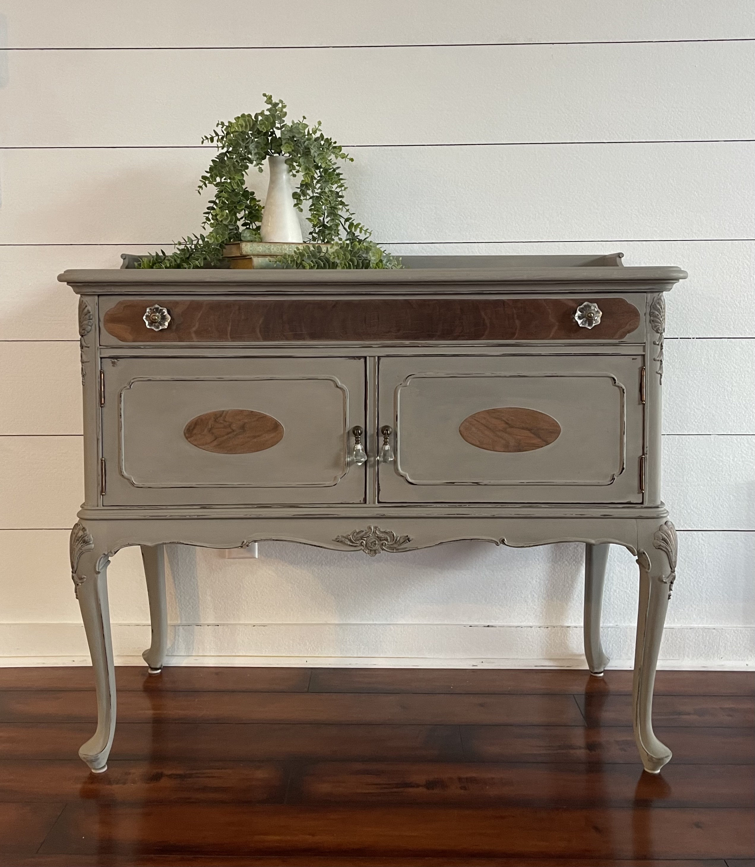 Old White and French Linen Painted Buffet