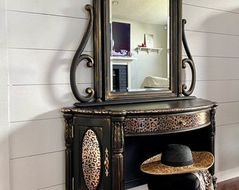 Black Pulaski Vanity With Mirror/ Makeup Table