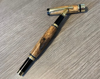 Spalted Tamarind fountain pen with gold fitments