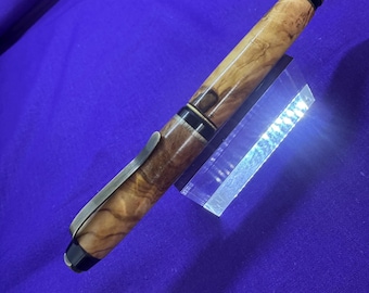 Quality Italian Olive wood ballpoint twist pen in antique polished bronze