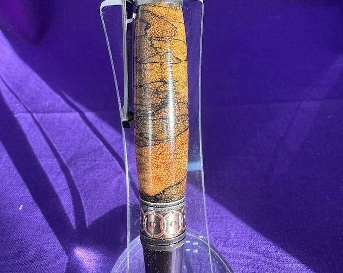 Handcrafted Art Deco Ballpoint Pen: Tamarind wood, Gunmetal & Rose Copper