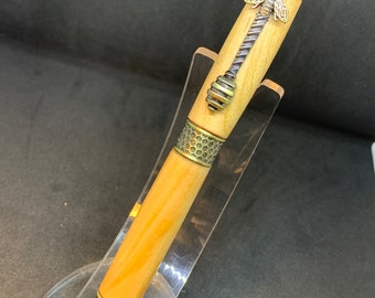 Handgefertigter Kugelschreiber aus Weidenholz HoneyBee