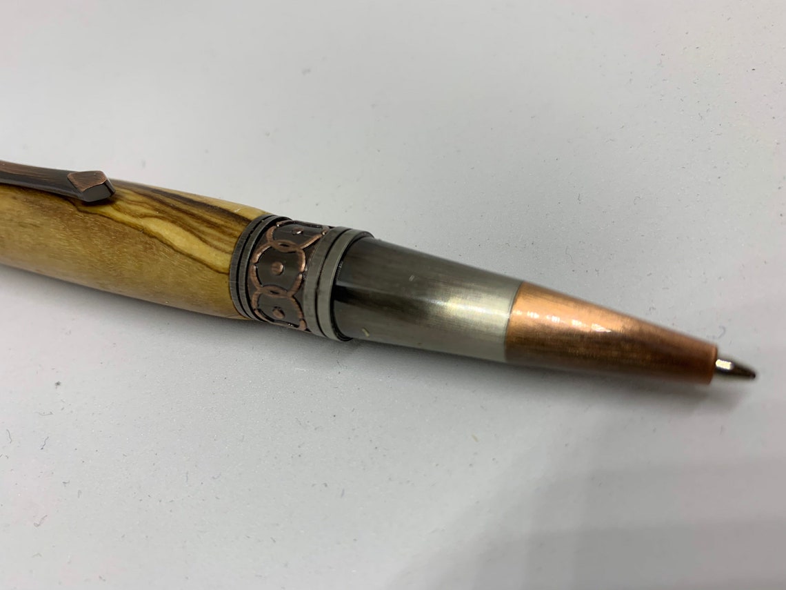 Handcrafted Art Deco Ballpoint Pen in Italian Olive Wood With Etsy