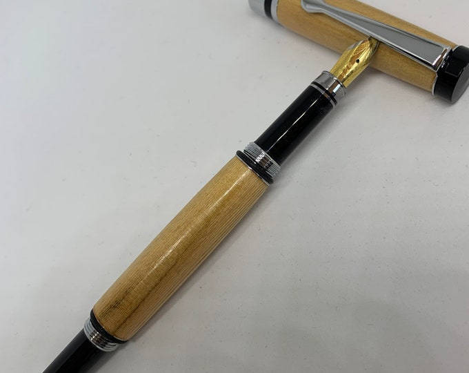 Scottish Douglas Fir handcrafted fountain pen with chrome fittings
