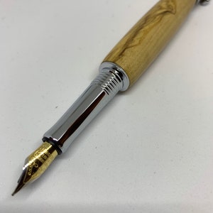 Handcrafted Italian Olive wood fountain pen with Chrome finish