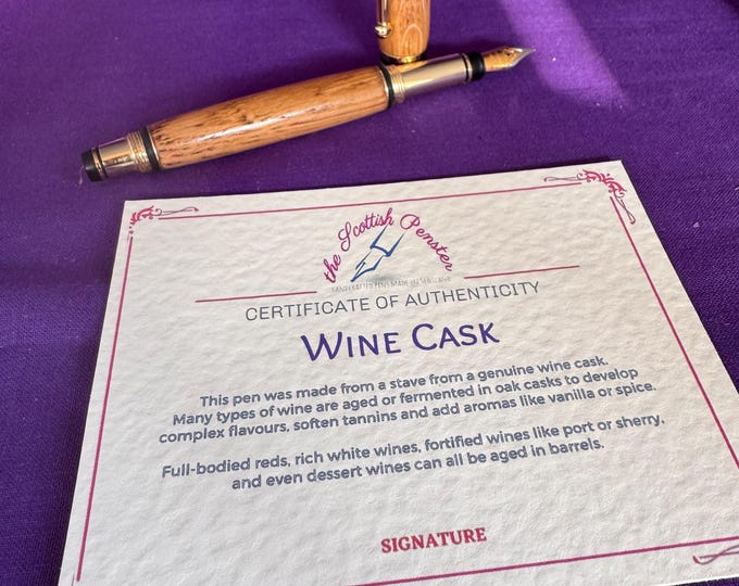 Wine Cask Oak fountain pen with gold finish