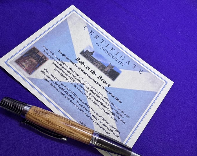 Collectors Item ‘Robert the Bruce’  ballpoint pen handcrafted in Scotland with gunmetal and chrome finish