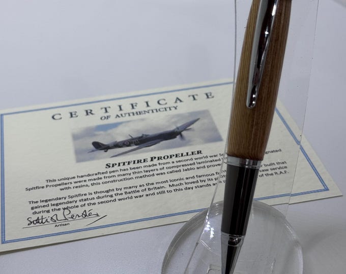 Ultra Rare genuine Spitfire Propeller ballpoint pen with chrome and gunmetal fittings