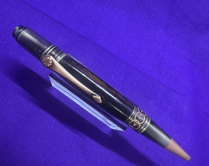 Handmade Ebony wood Ballpoint Pen: Celtic Art Deco Style