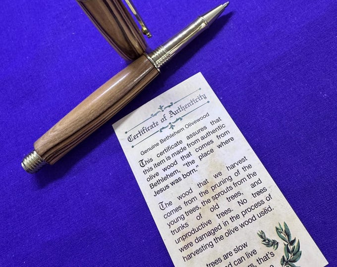Quality gold ballpoint pen made from Bethlehem Olive wood