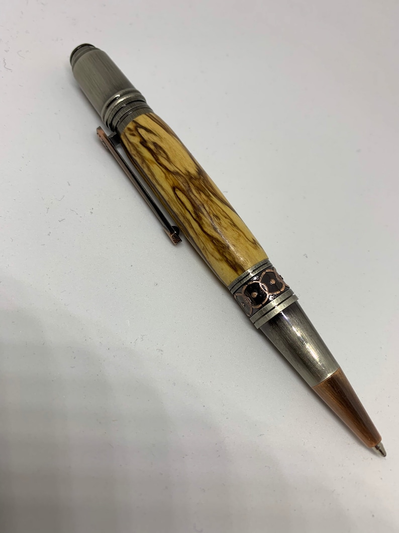 Handcrafted Art Deco Ballpoint Pen in Italian Olive Wood With Etsy