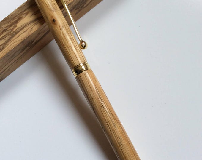 Handcrafted Oak pen with gold finish