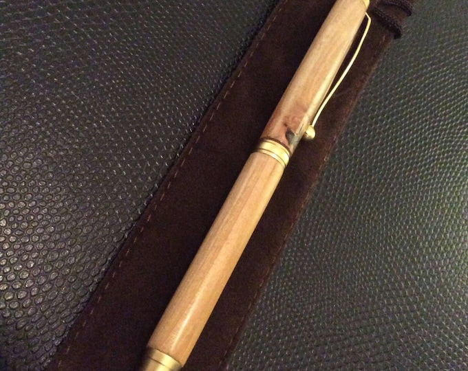 Handcrafted Apple wood Pen with Satin Gold finish