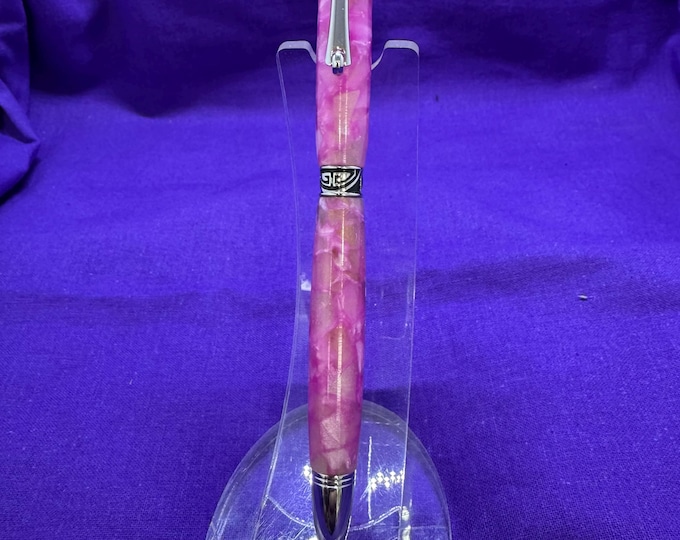 Amazing Pink ‘Deco’ handcrafted ballpoint pen with chrome plating