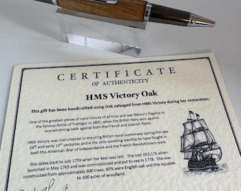 HMS Victory Oak 1759 Ballpoint Pen: Hand-Turned, Certificate Included
