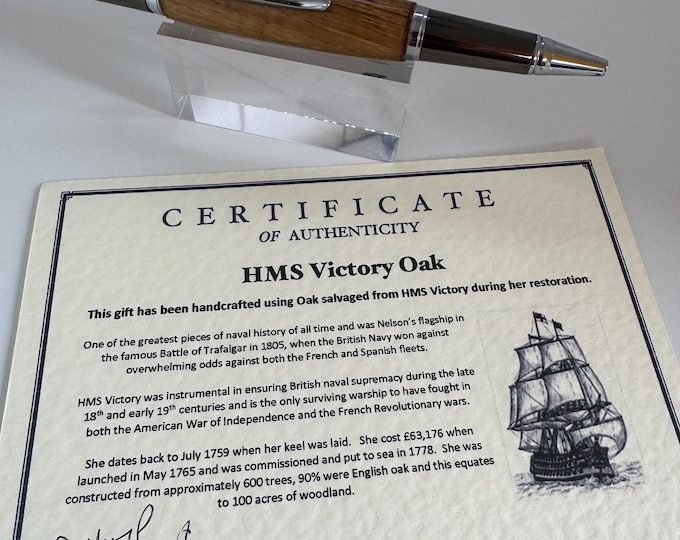 HMS Victory Oak 1759 Ballpoint Pen: Hand-Turned, Certificate Included