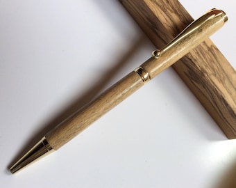 Handcrafted Ivy wood pen with gold metal finish