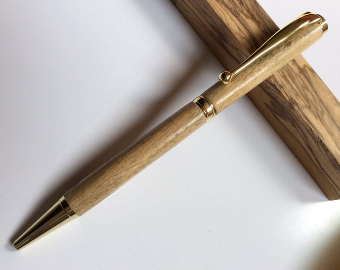 Handcrafted Ivy wood pen with gold metal finish