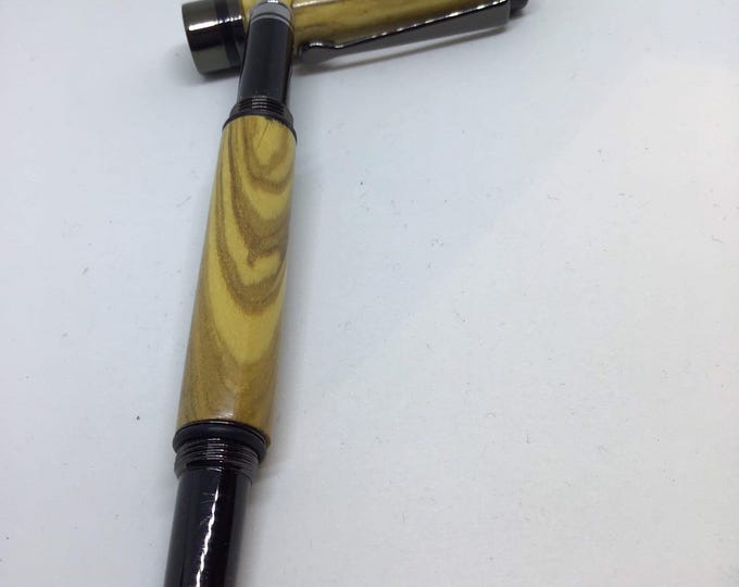 Olive wood fountain pen with gunmetal finish