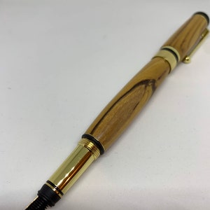 Handcrafted Holy Land Olive wood fountain pen with gold-plated fittings