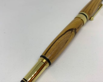 Handcrafted Holy Land Olive wood fountain pen with gold-plated fittings