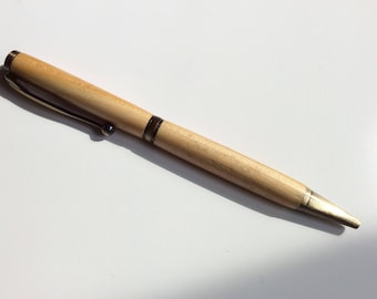 Handcrafted Cherrywood pen with antique polished bronze fittings