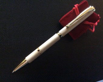 Handcrafted Hazel Wood Ballpoint Pen with Gold accents