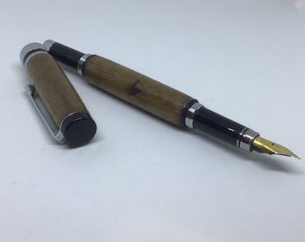 Walnut wood handcrafted fountain pen with chrome finish