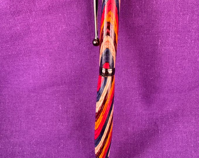 Festival multi colour slim ballpoint pen with antique polished bronze finish