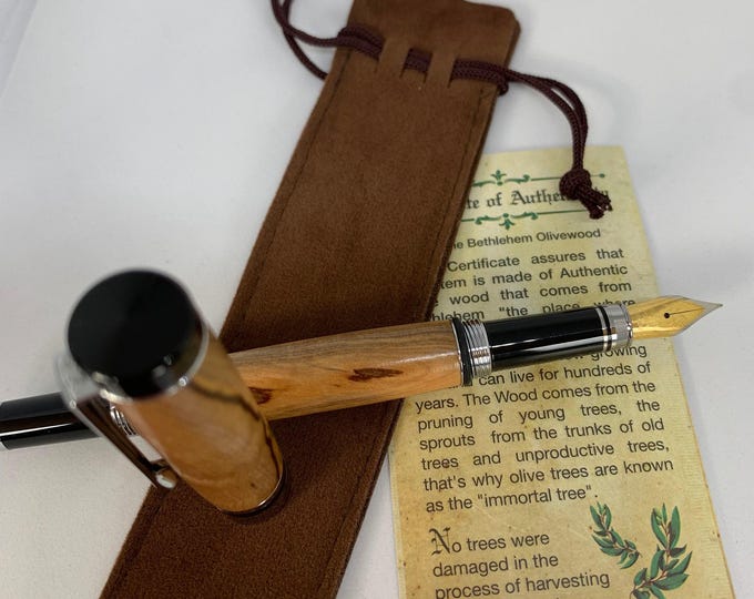 Handcrafted Holy Land Olive Fountain Pen with Chrome fittings