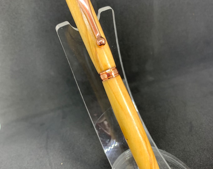Hand Crafted Italian Olivewood and Copper slimline pen.
