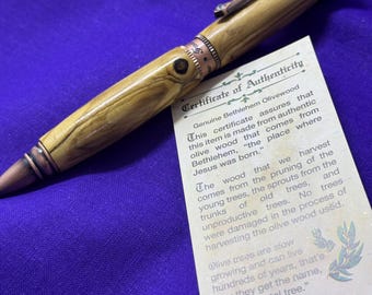 Faith, Hope & Love Christian ballpoint pen made from Bethlehem Olive wood