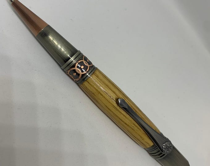 Handcrafted Jack Daniels Oak Cask Pen: Art Deco Gunmetal & Rose Copper