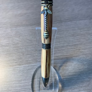 Olive with Honey Bee fitments & antique polished bronze accents. Handcrafted Ballpoint Pen