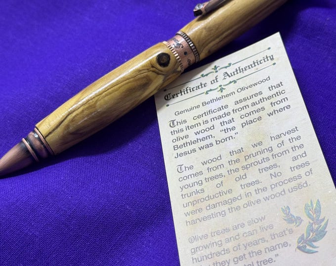 Faith, Hope & Love Christian ballpoint pen made from Bethlehem Olive wood