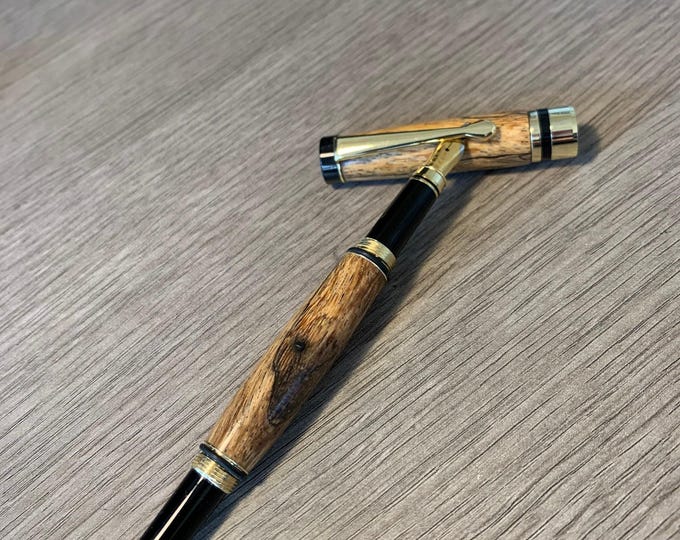 Spalted Tamarind fountain pen with gold fitments