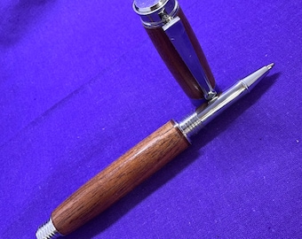 Quality Mahogany ballpoint pen in chrome