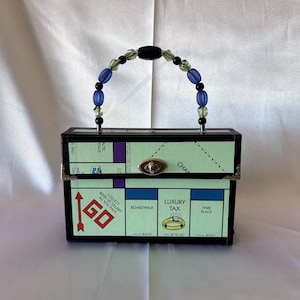 Monopoly Game Board Recycled Reclaimed Handbag Purse ~Beaded~