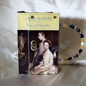 Sense and Sensibility Reciclado Cubierta de libro Chaqueta Bolso Monedero ~cuentas~