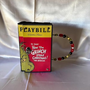 Bolso de mano con cartel reciclado de El Grinch ~con cuentas~