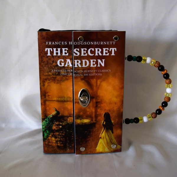 The Secret Garden Recycled Book Cover Jacket Handbag Purse ~Beaded~